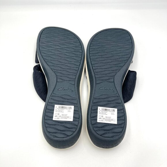 9.5W 9.5 WIDE WIDTH Clarks Womens Arla Coast Navy Blue Sandals Shoes - Picture 9 of 14